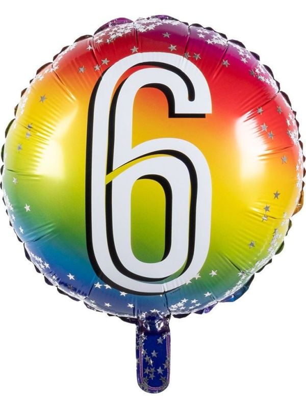 Rainbow folieballon 6 jaar