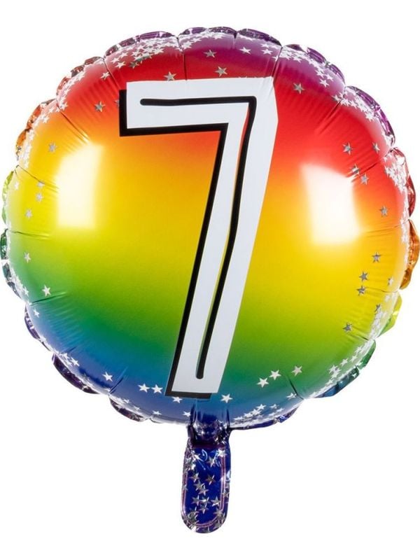 Rainbow folieballon 7 jaar