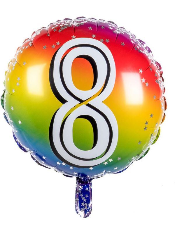 Rainbow folieballon 8 jaar