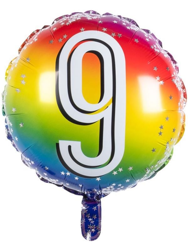 Rainbow folieballon 9 jaar
