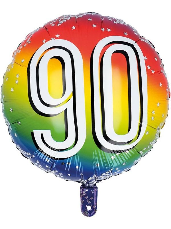 Rainbow folieballon cijfer 90