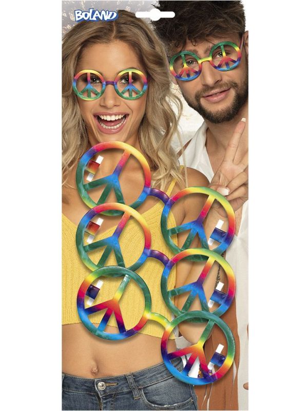 Rainbow peace hippie feestbrillen