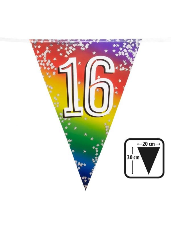 Rainbow vlaggenlijn verjaardag 16 jaar