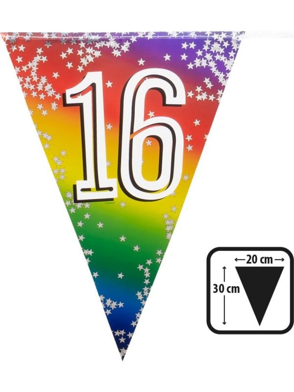 Rainbow vlaggenlijn verjaardag 16 jaar