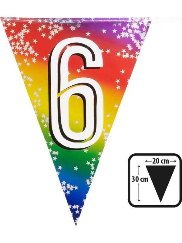 Rainbow vlaggenlijn verjaardag 6 jaar