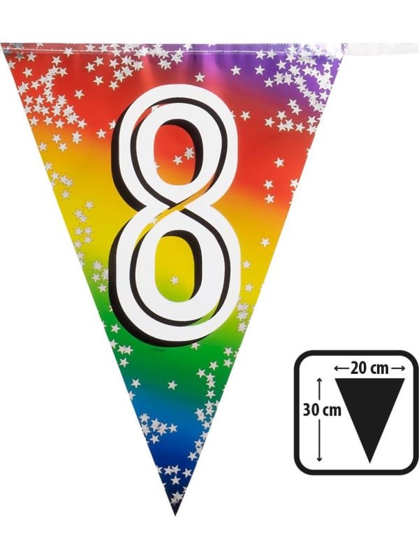 Rainbow vlaggenlijn verjaardag 8 jaar