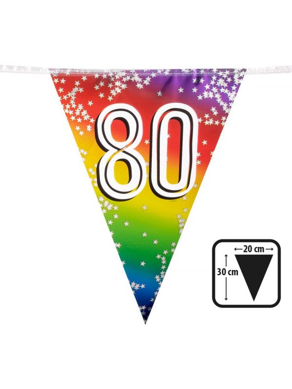 Rainbow vlaggenlijn verjaardag 80 jaar