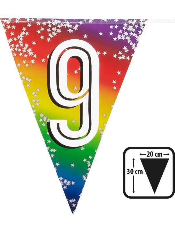 Rainbow vlaggenlijn verjaardag 9 jaar