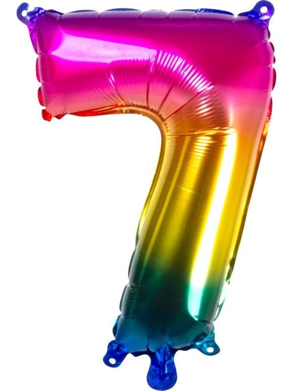 Regenboog ballon cijfer 7