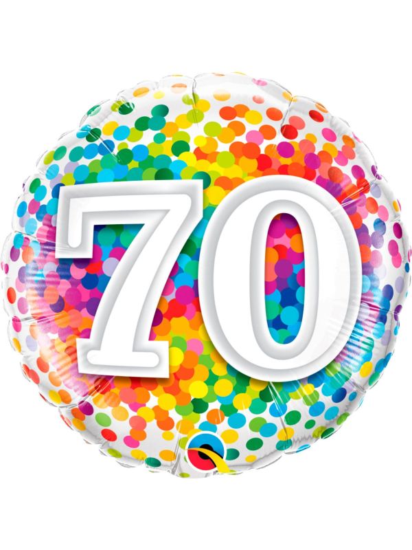 Regenboog confetti 70 jaar folieballon main product photo