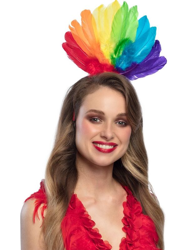 Regenboog veren tiara gaypride