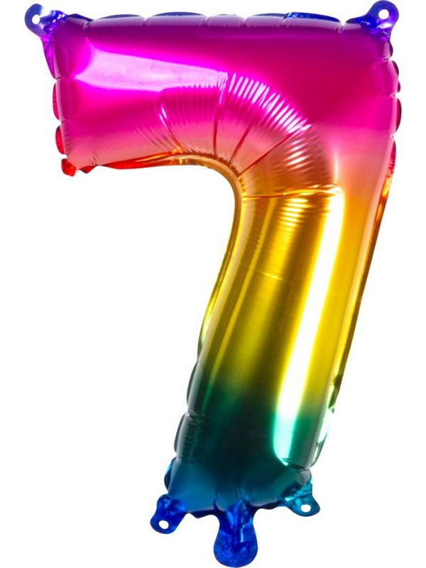 Regenboog XL folieballon cijfer 7