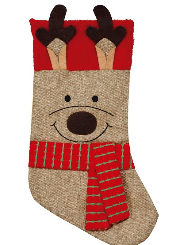 Rendier kerstsok van jute 50 cm main product photo
