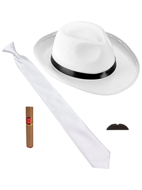 Retro accessoire set witte gangster