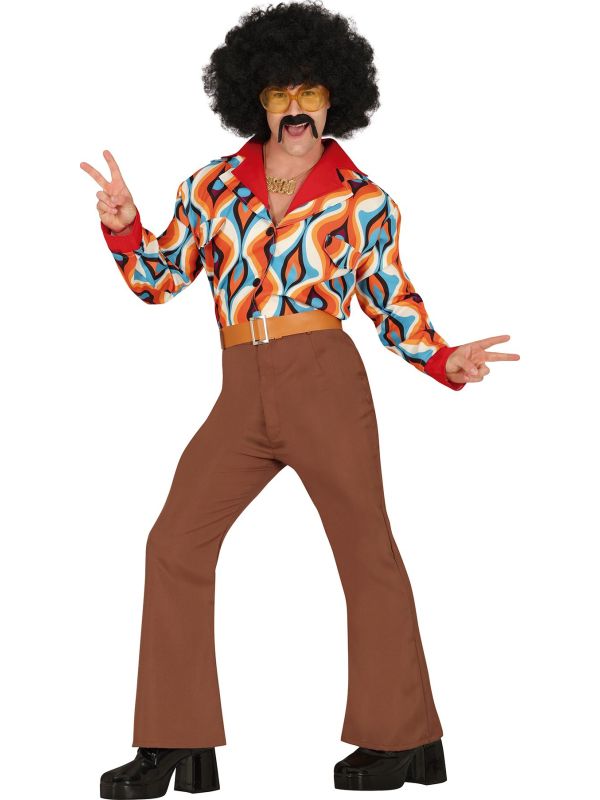 Retro Flower Power Outfit Kleurrijk 70's heren main product photo