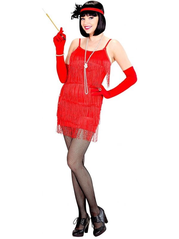 Retro rode flapper jurk met hoofdband