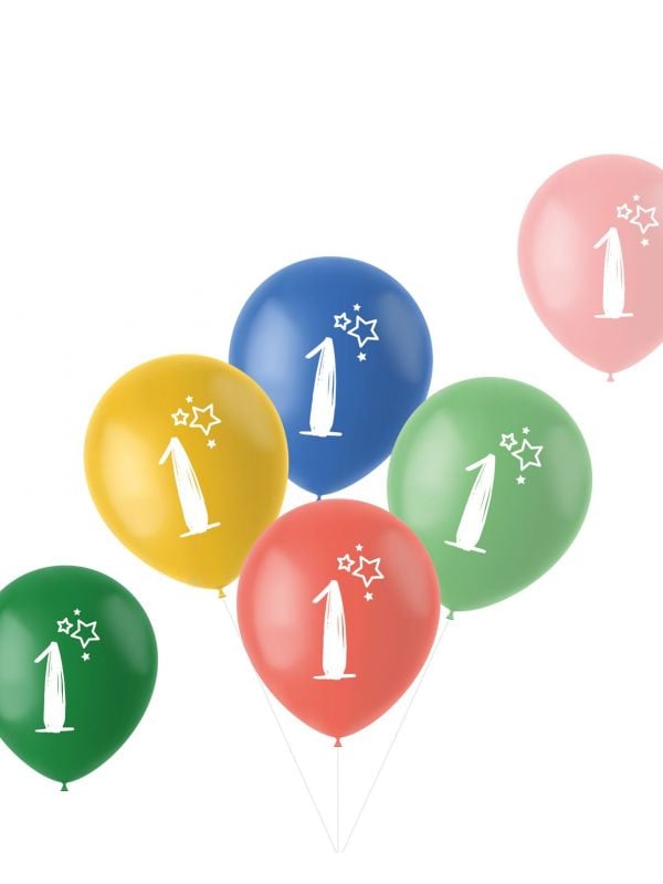 Retro verjaardag ballonnen 1 jaar 6 stuks