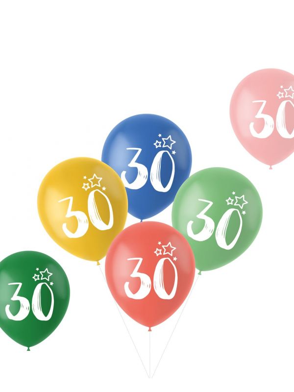 Retro verjaardag ballonnen 30 jaar 6 stuks