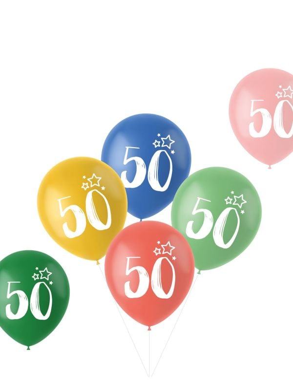 Retro verjaardag ballonnen 50 jaar 6 stuks