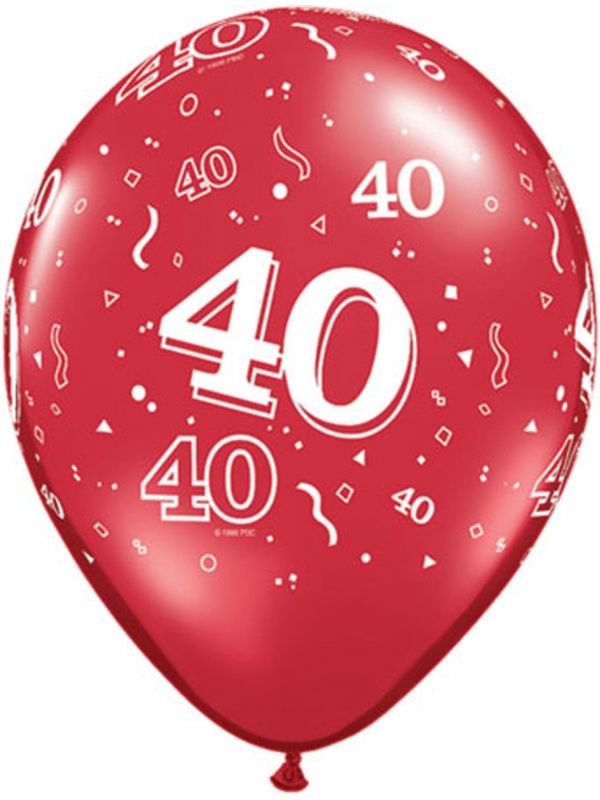 Robijn rode 40 jaar ballonnen 25 stuks