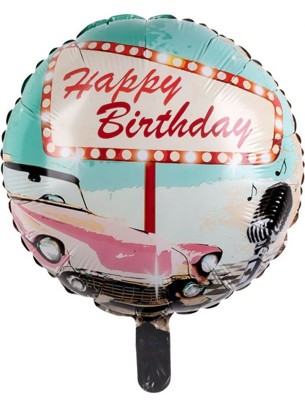 Rock en Roll happy birthday folieballon