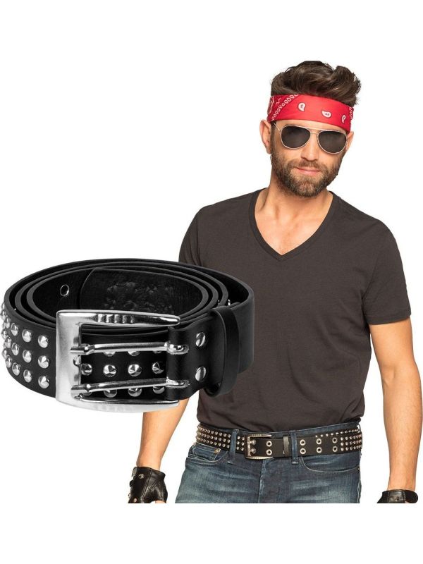 Rocker biker riem met studs