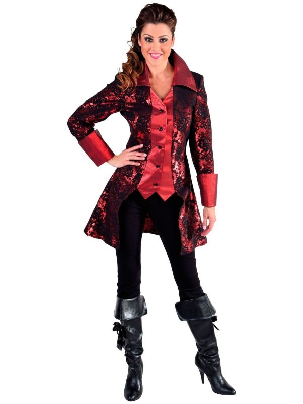 Rode brocaat jas en vest vrouwen main product photo