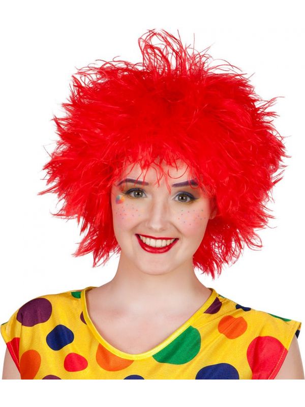 Rode clown pruik frizzy