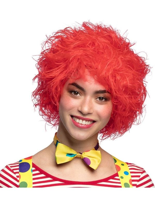 Rode clown pruik frizzy