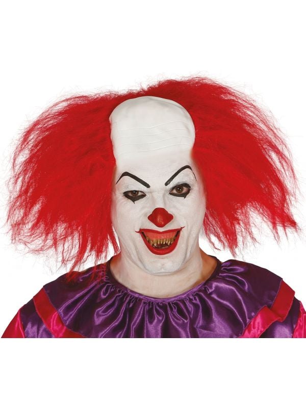 Rode clown pruik kaal hoofd