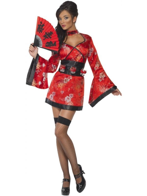 Rode Geisha kimono vrouw