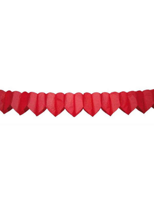Rode hartjes valentijn papier slinger 6 meter