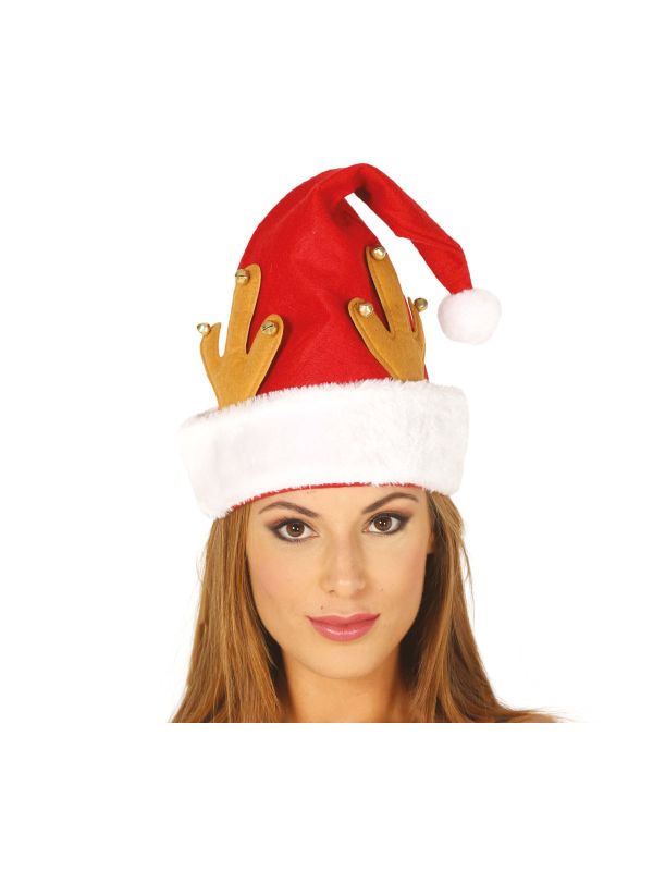 Rode kerstman muts met rendier gewei main product photo