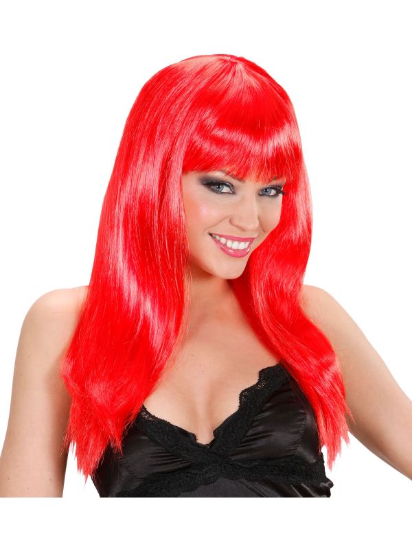 Rode lange beauty pruik main product photo