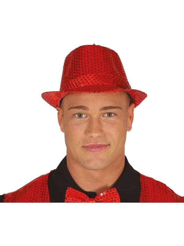 Rode pailletten fedora main product photo