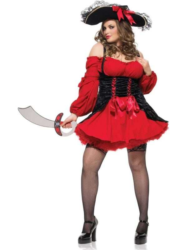 Rode piraten kostuum plus size main product photo