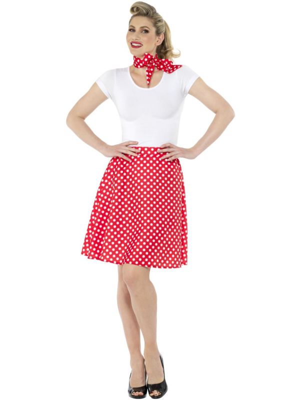 Rode polka dot rok 50s main product photo