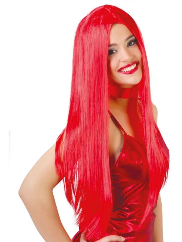 Rode pruik lang haar