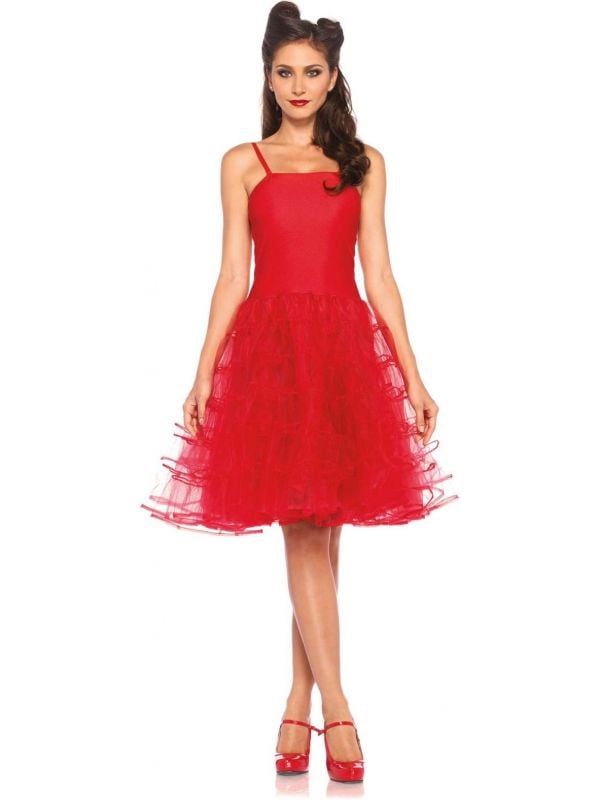 Rode Rockabilly jurk met tule