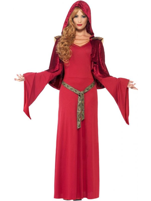 Rode vrouwen priester kostuum
