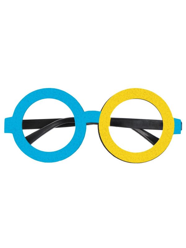 Ronde blauw gele bril