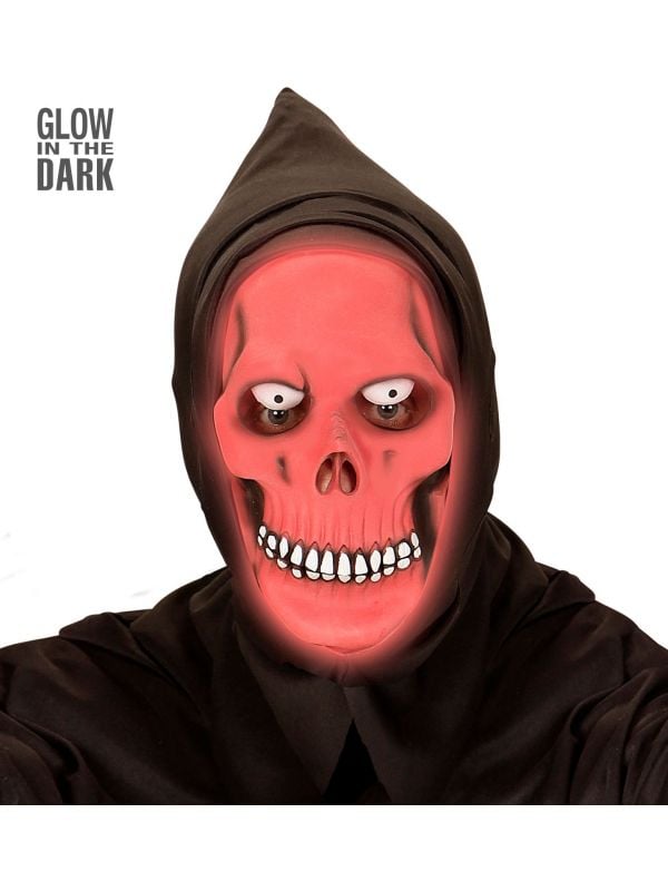 Rood glow in the dark grim reaper masker