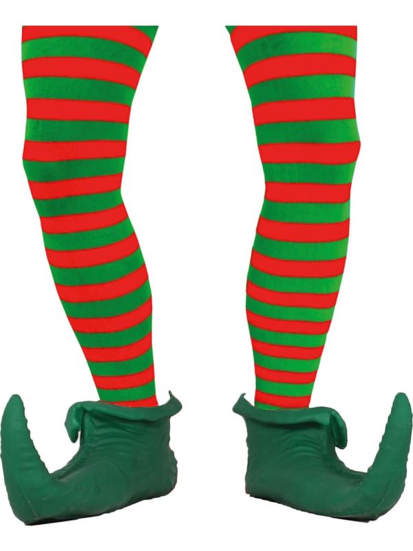 Rood groen gestreepte kerst elf panty unisex main product photo