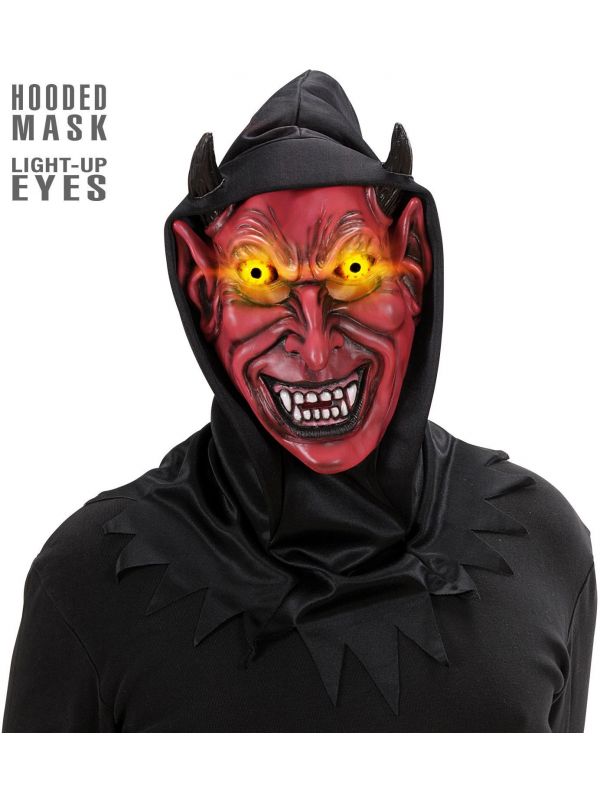 Rood lichtgevend duivel masker met capuchon