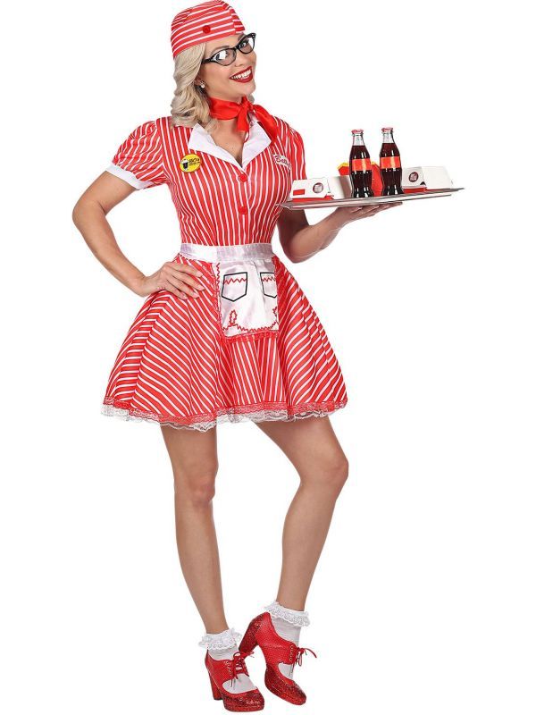 Rood serveerster outfit vrouwen