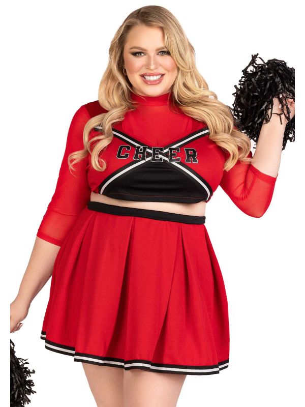 Rood varsity cheerleader kostuum plus size main product photo