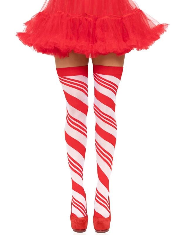 Rood witte snoepstoek kniekousen dames main product photo