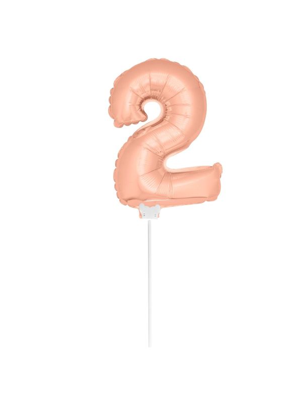 Rosé goud cijfer 2 mini folieballon main product photo