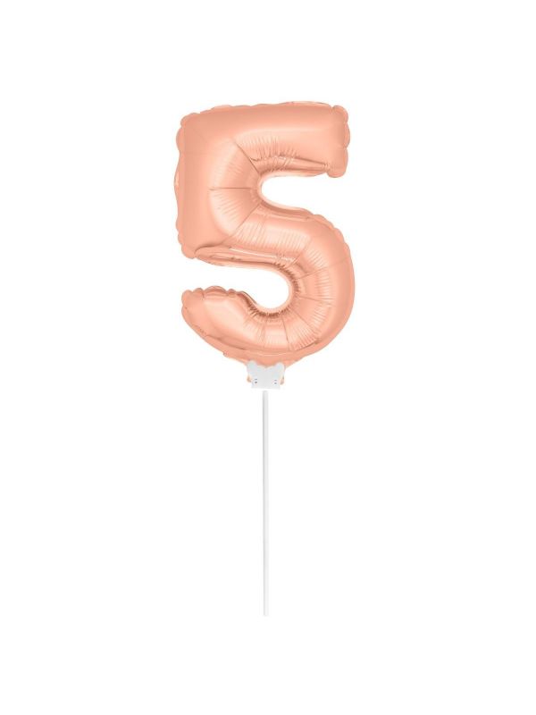Rosé goud cijfer 5 mini folieballon