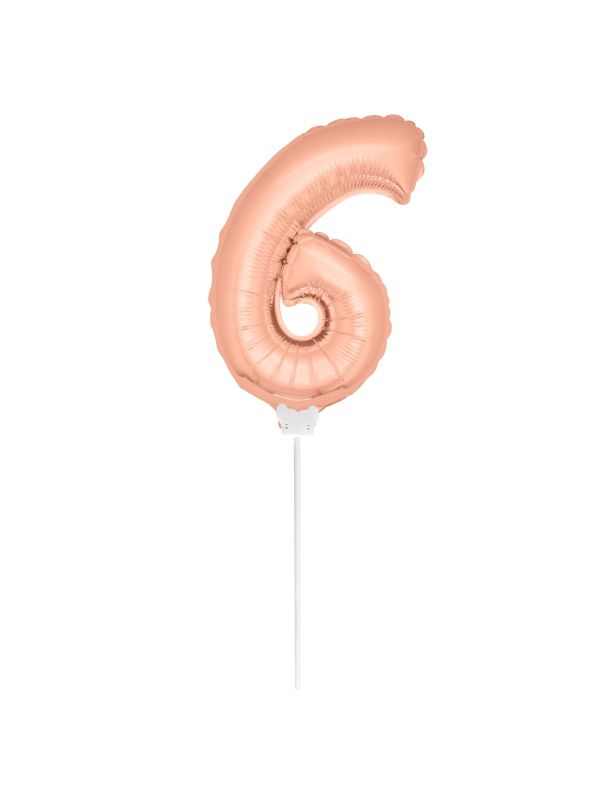 Rosé goud cijfer 6 mini folieballon main product photo